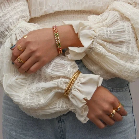 New 18K Gold Enamel Open Bracelet Bangles - Picture 6 of 7